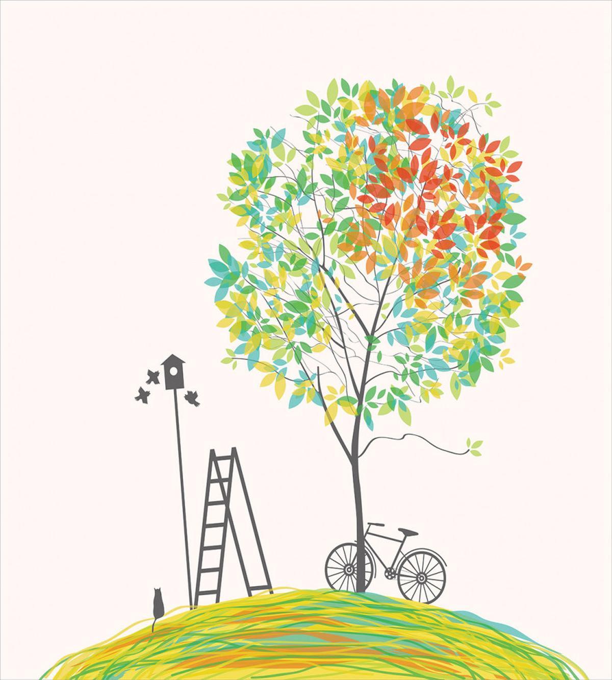 Bicycle Stairs Bird — Pattern