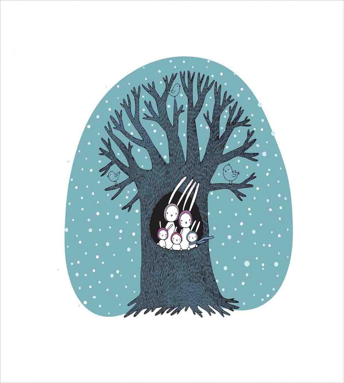 Rabbits Birds Snowfall — Pattern