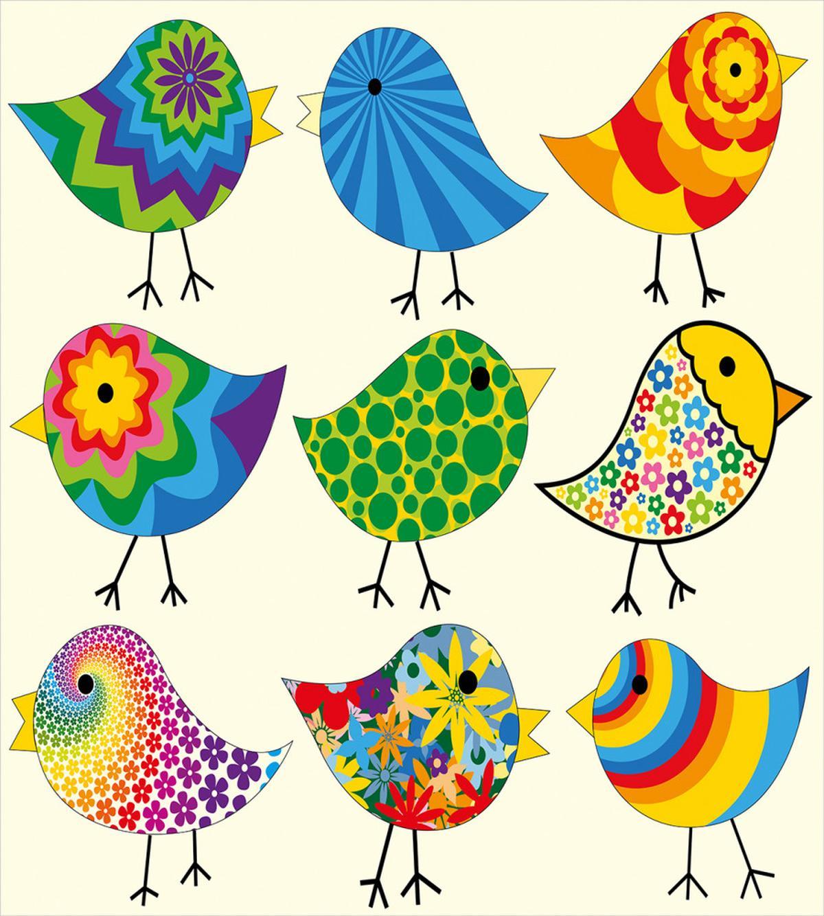 Colorful Funky Birds — Pattern