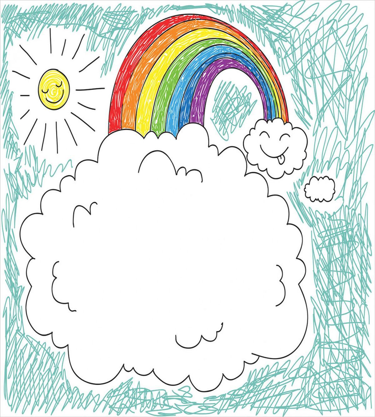 Childish Drawn Rainbow Sun — Pattern