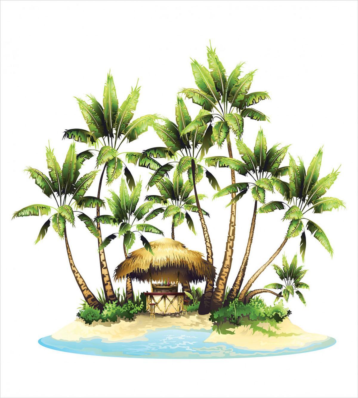 Trees and Bungalow Tiki Bar — Pattern