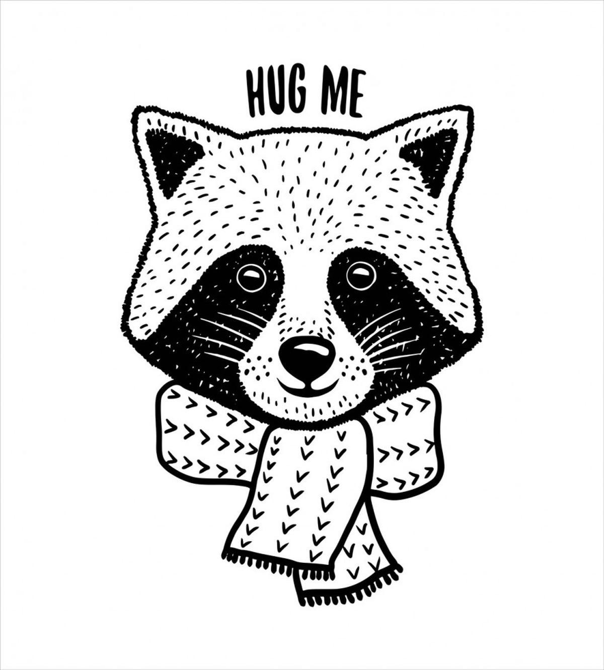 Raccoon with Hug Me Words — Pattern