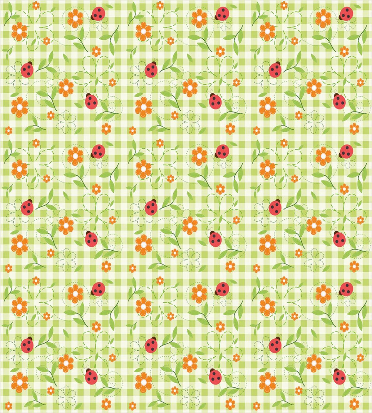 Ladybugs Flowers Leaves — Pattern