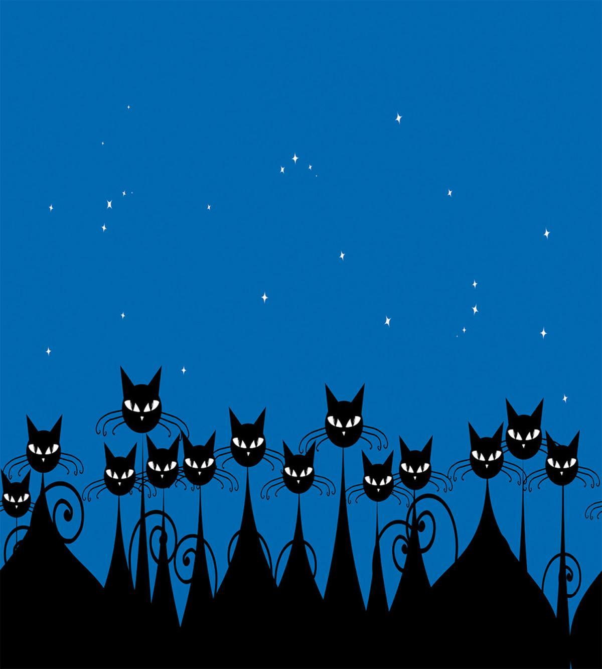 Black Cats Starry Sky — Pattern