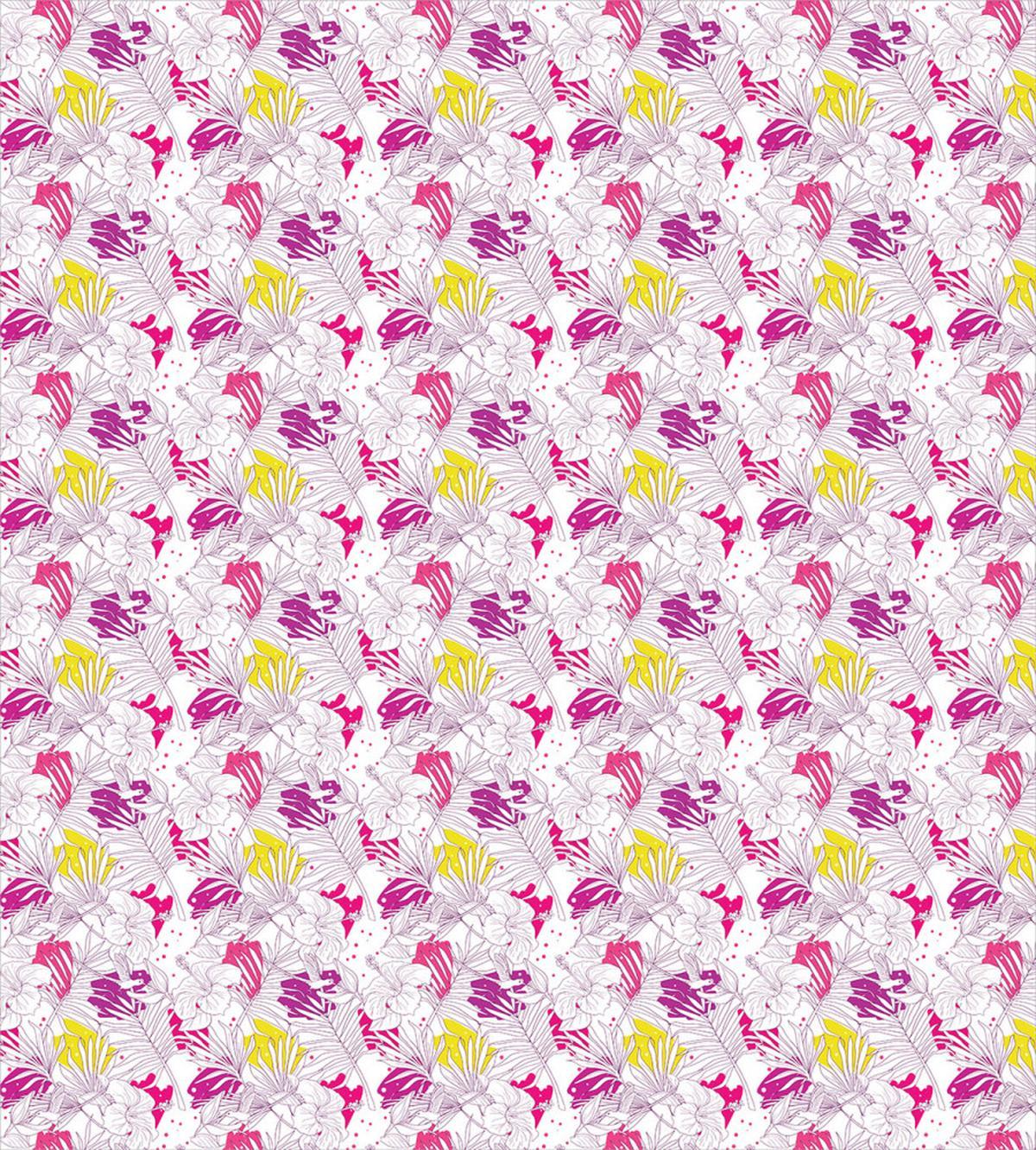 Palm Leaf with Hibiscuses — Pattern