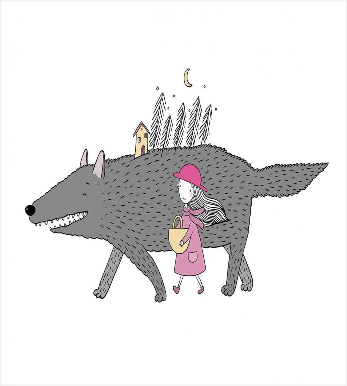 Girl with a Giant Wolf — Pattern