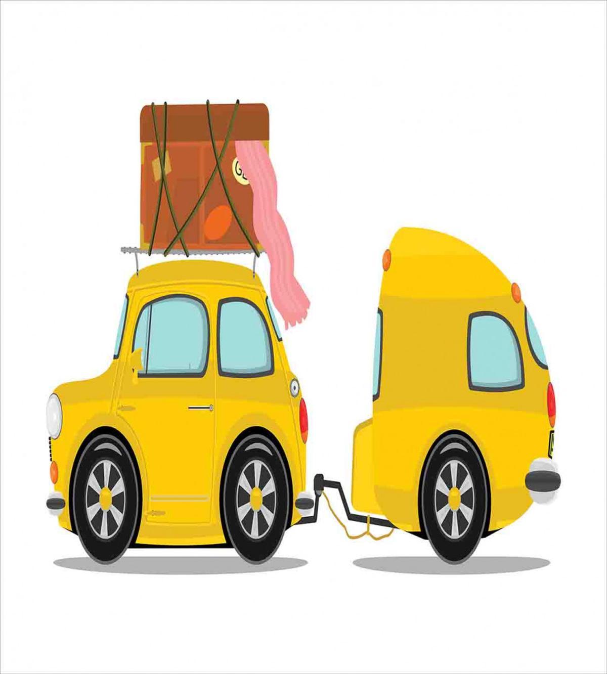 Retro Car with Trailer — Pattern