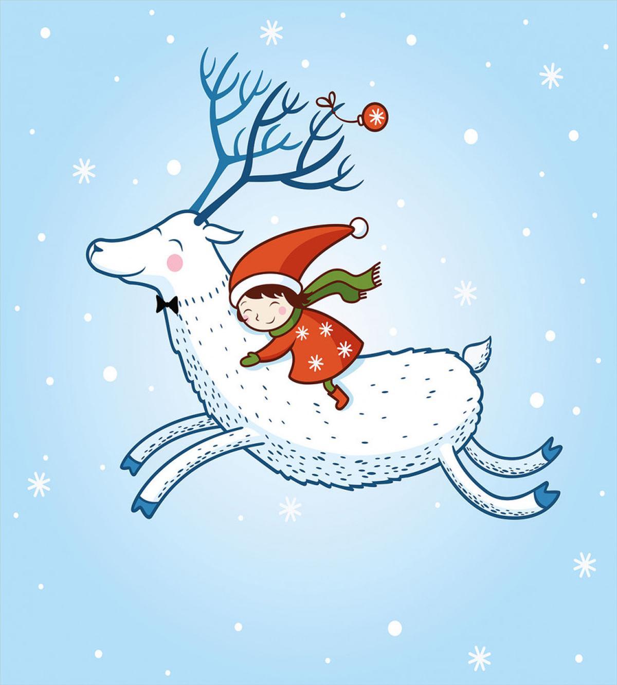 Happy Girl on Deer — Pattern