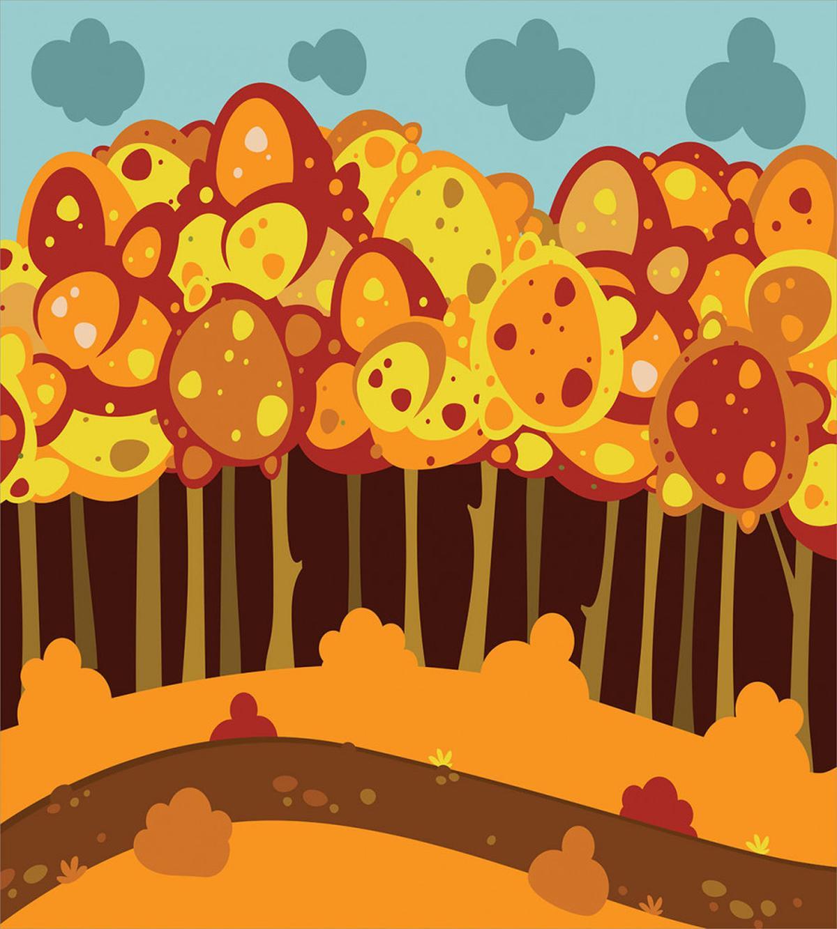 Forest in Autumn Cartoon — Pattern