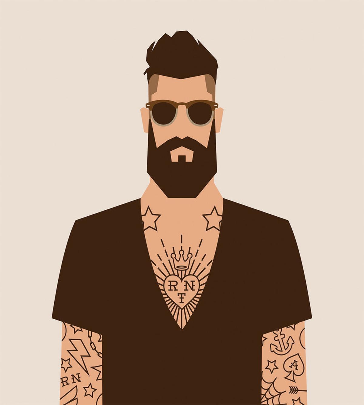 Tattooed Hipster Cartoon — Pattern