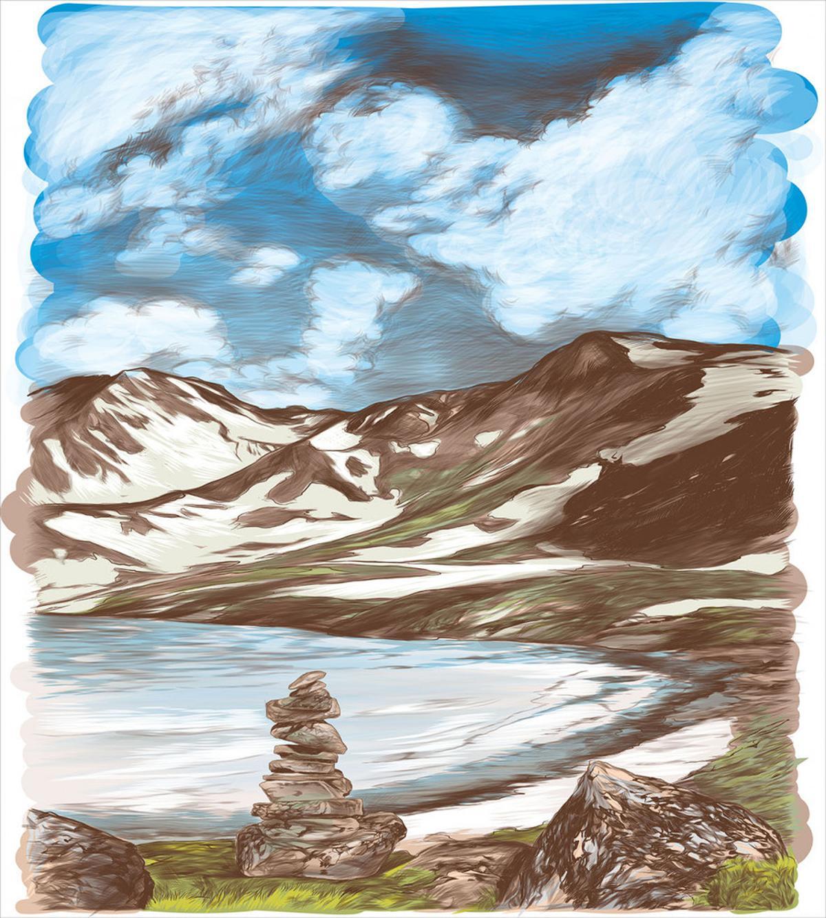 Snowy Mountains and Lake — Pattern