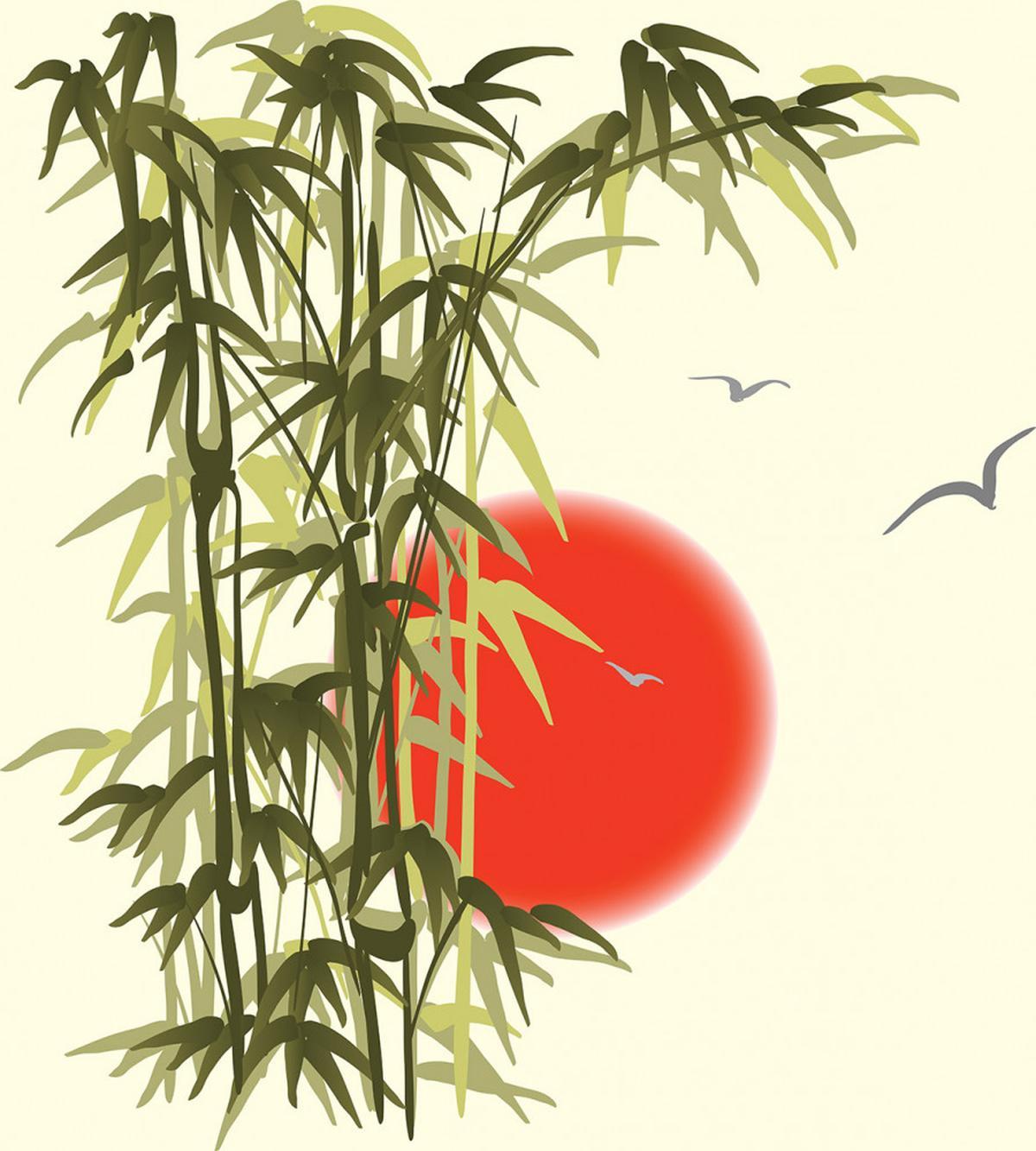 Asian Branch on Sunset Birds — Pattern