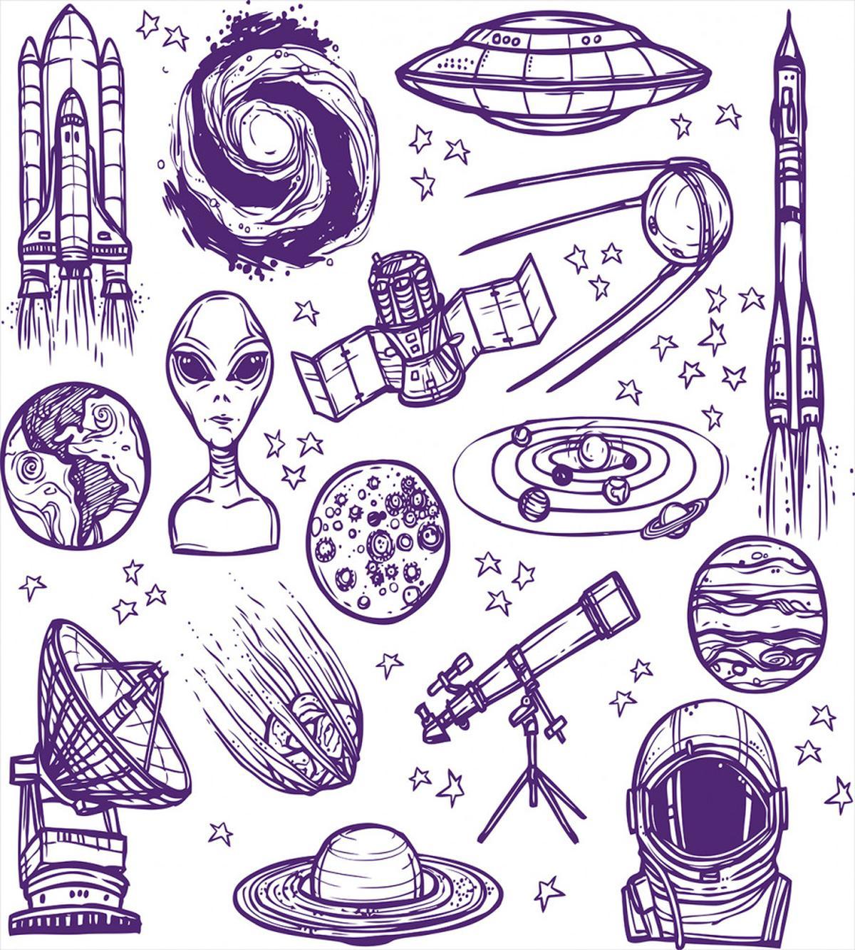 Sketch Alien Planet Art — Pattern