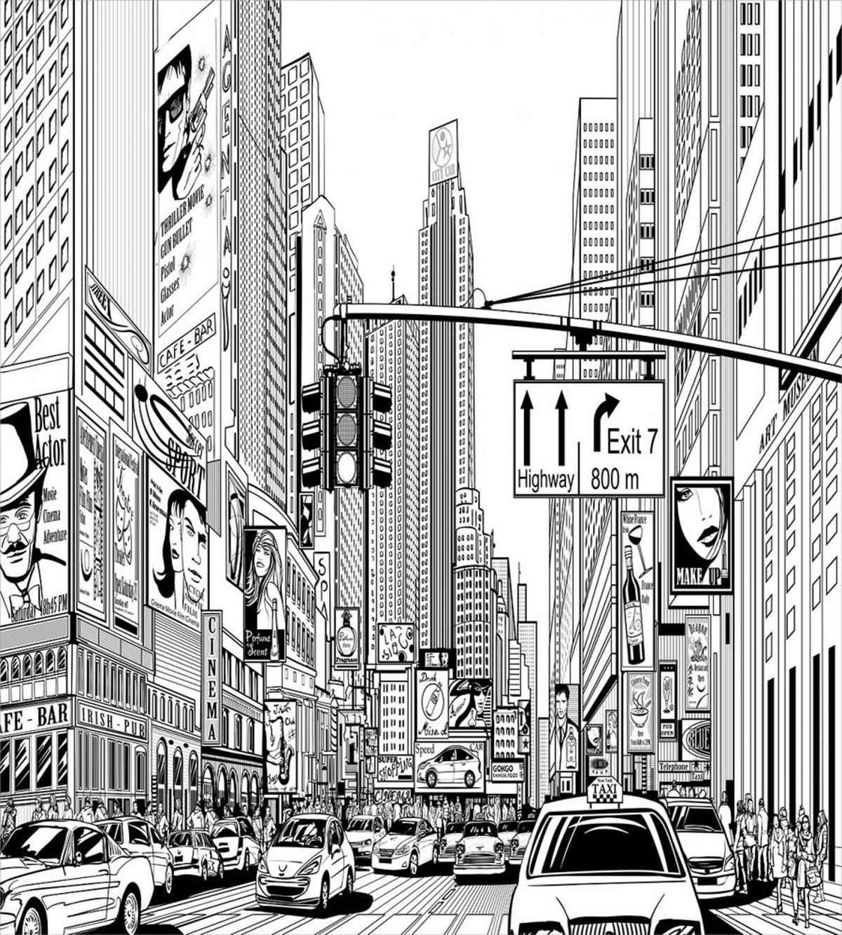 Street of New York Urban Sketch — Pattern
