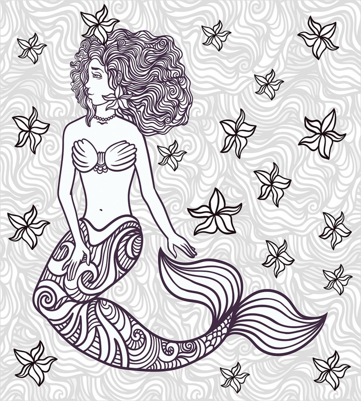 Mermaid with Wave — Pattern