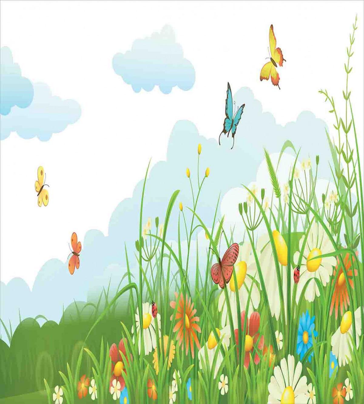 Clouds with Spring Meadow — Pattern