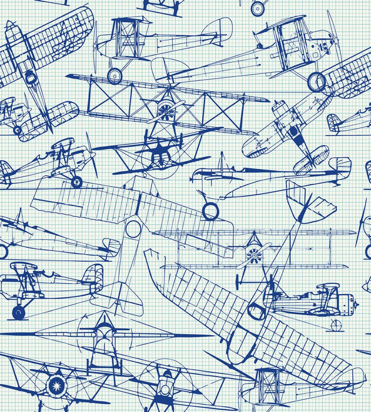 Old Airplane Drawing — Pattern