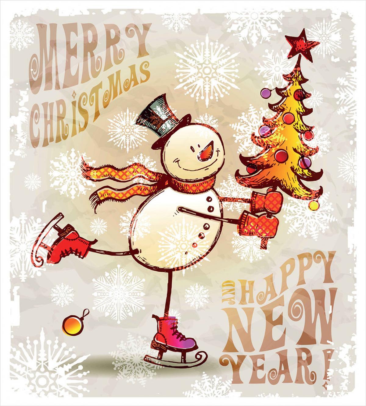 Skating Happy Snowman — Pattern