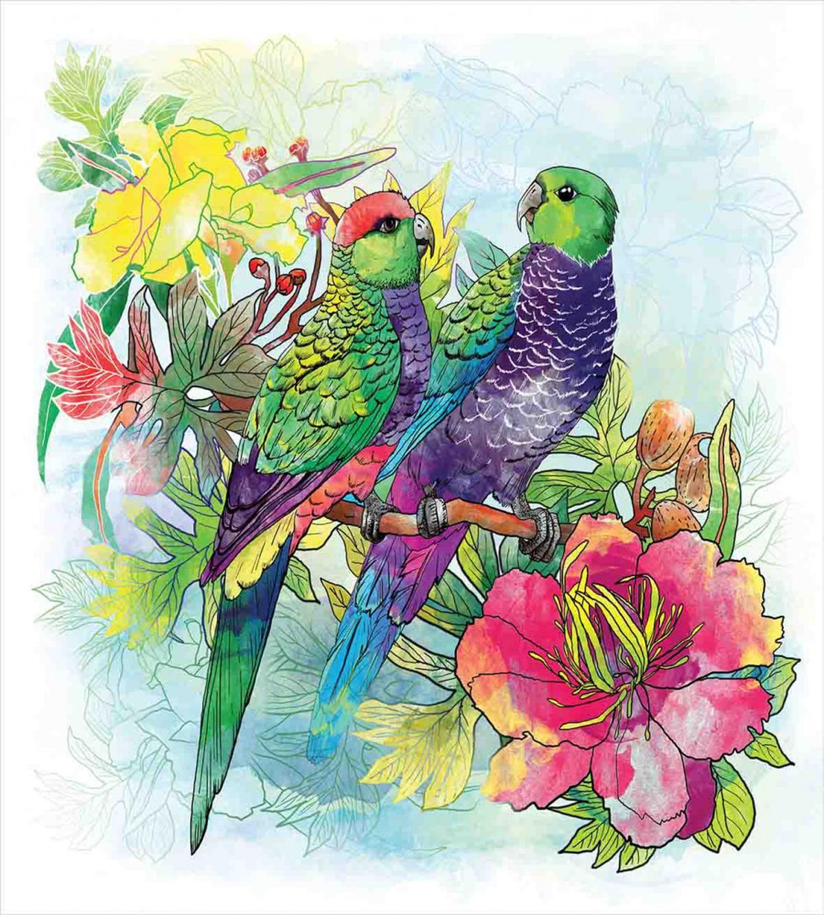 Flowers Parrots Love — Pattern
