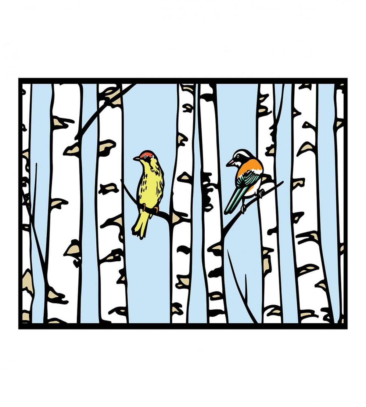 Birch Tree Drawing Bark Style — Pattern