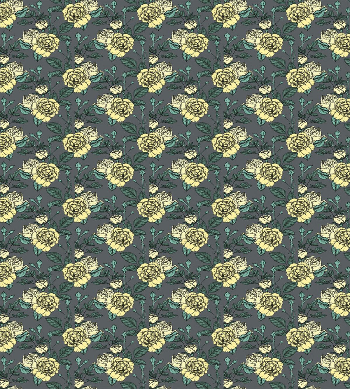 Yellow Tone Roses on Grey — Pattern