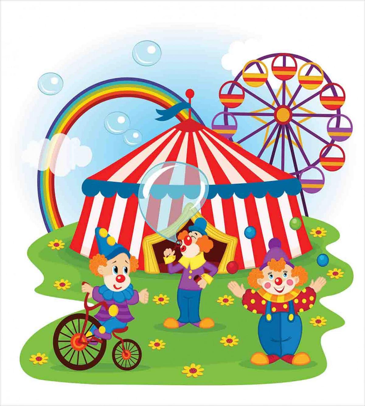 Fun Circus Scene Clowns — Pattern