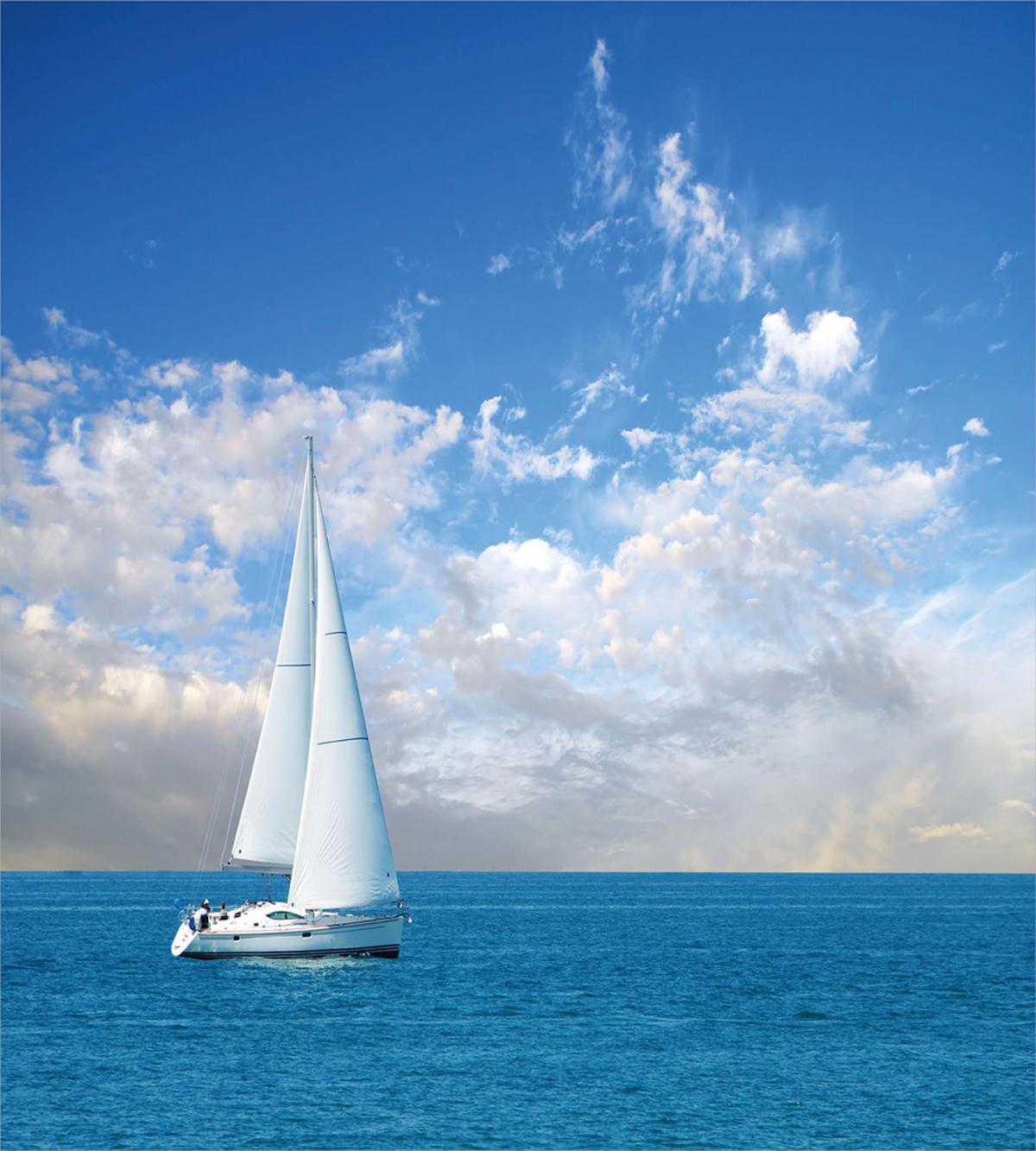 Modern Sail Boat on Sea — Pattern