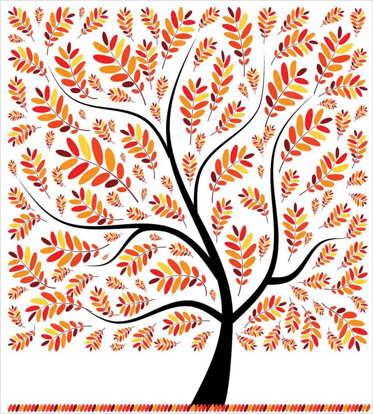 Tangerine Leaves Tree — Pattern