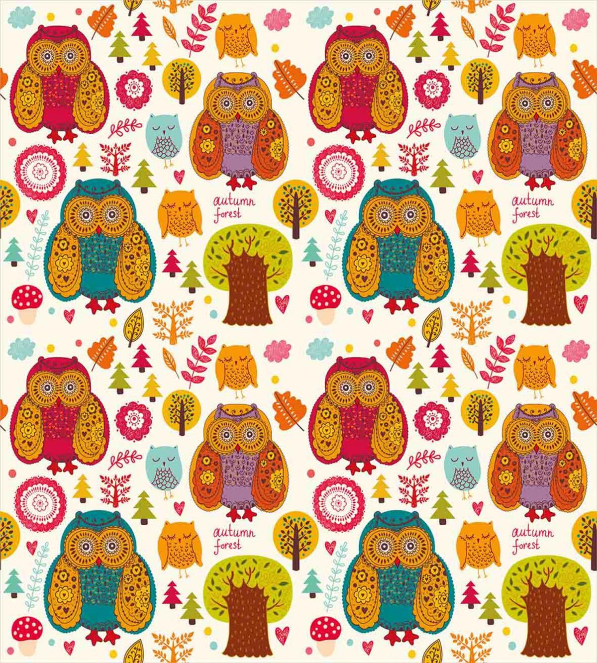 Colorful Owl Woodland Animals — Pattern