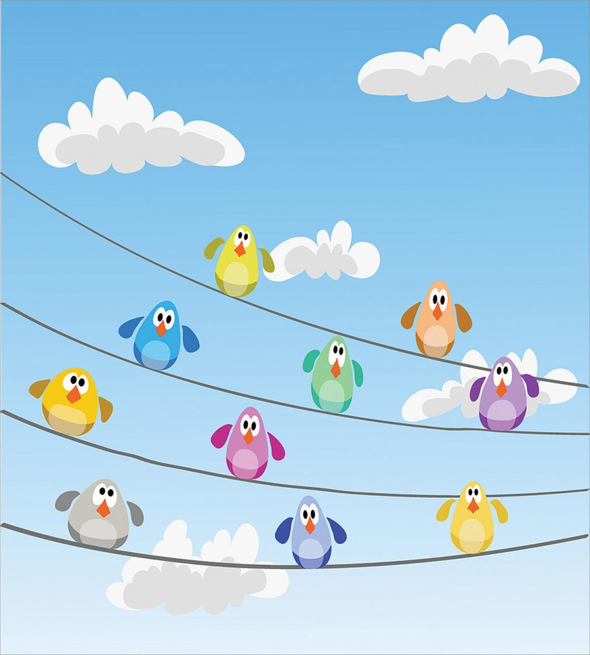 Flock of Colorful Birds — Pattern