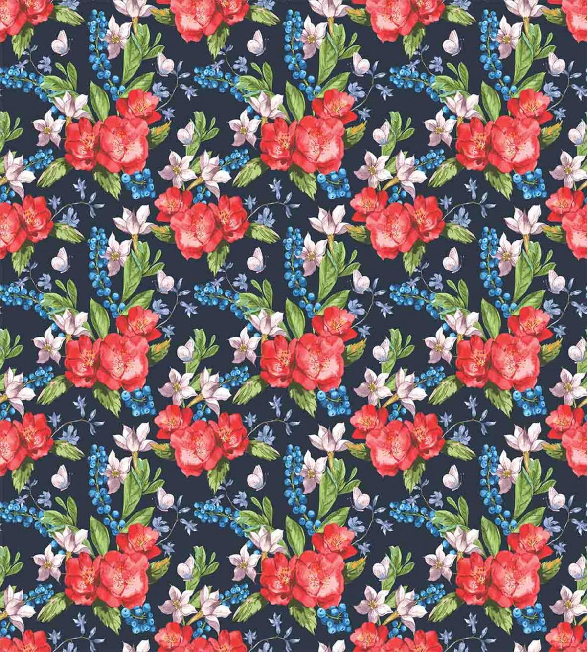 Blueberries Green Leaves — Pattern