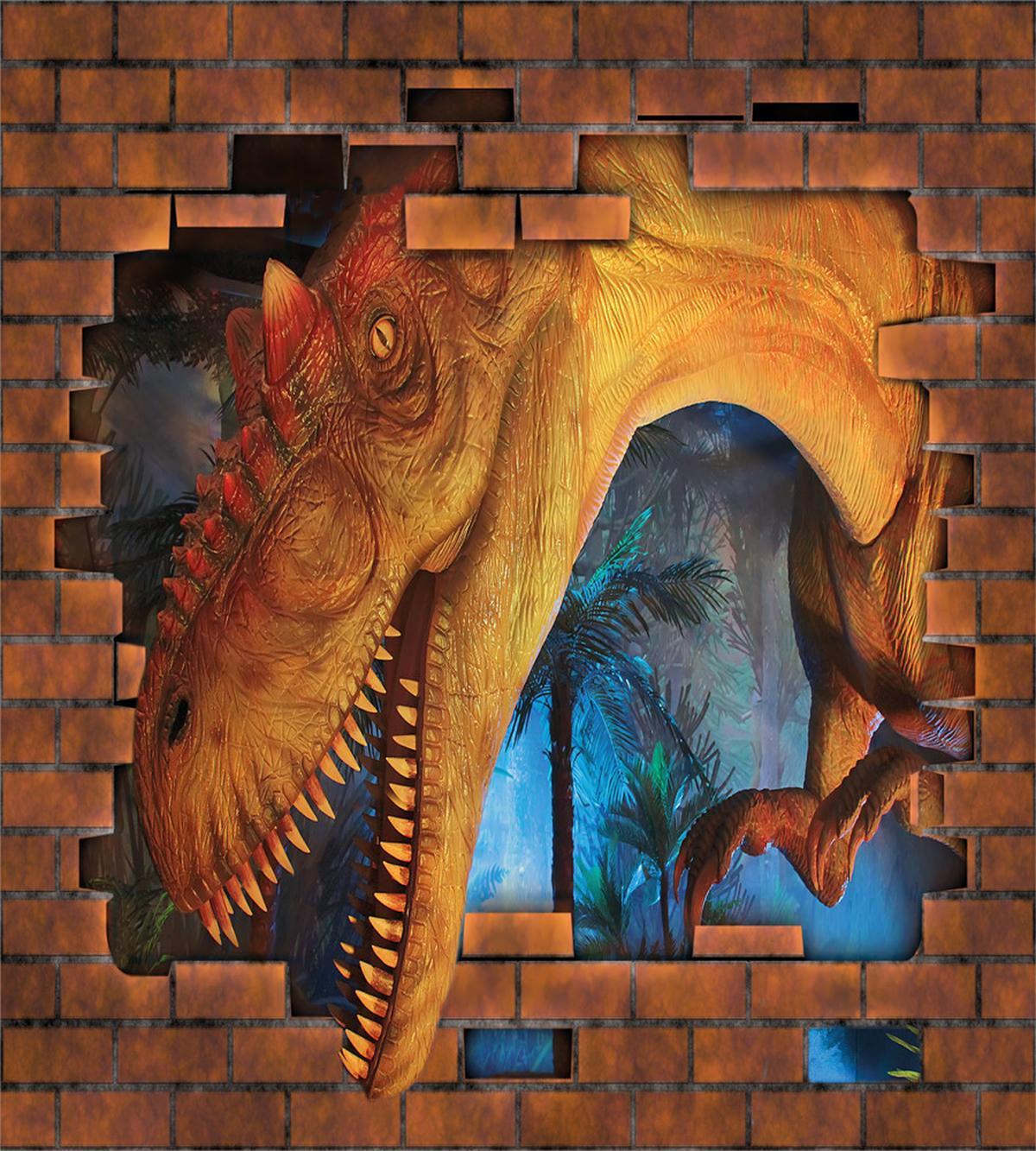 Dino Breaks Brick Wall — Pattern