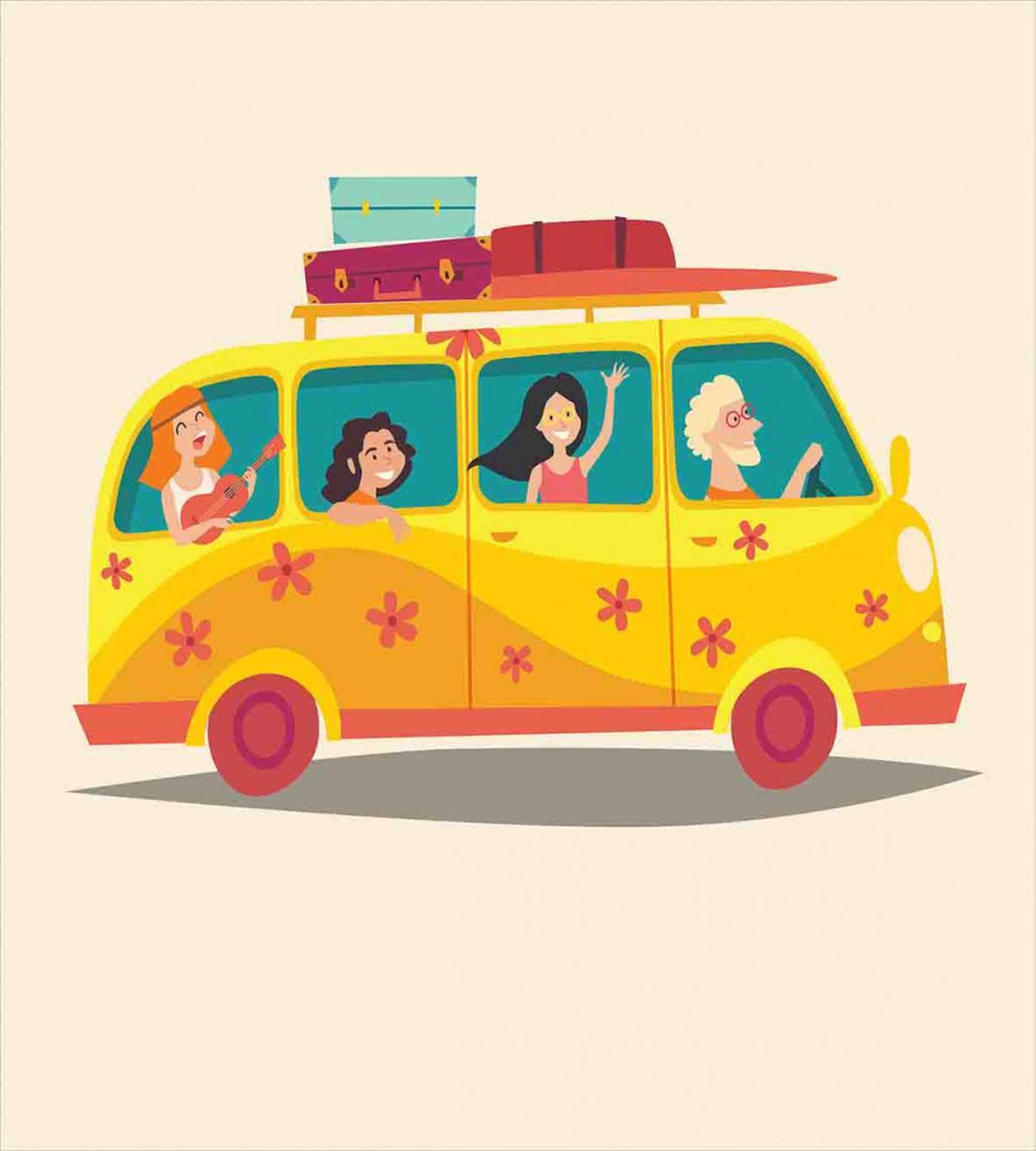 Hippies on Summer Van — Pattern