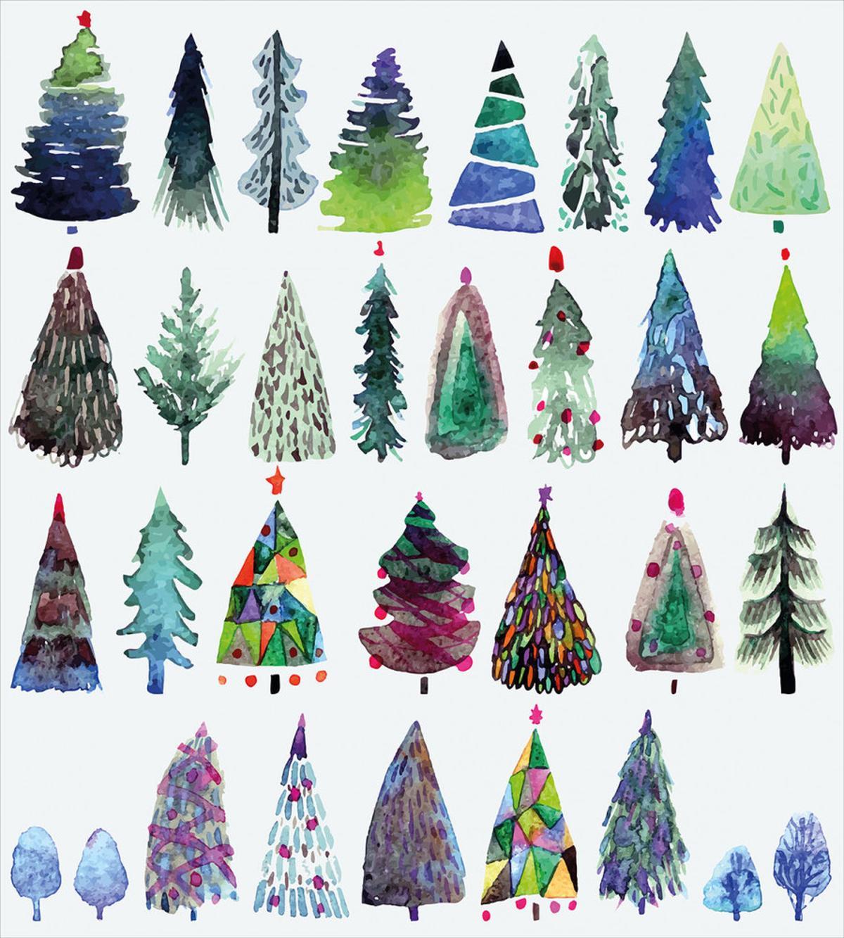 Watercolor Fir Trees — Pattern