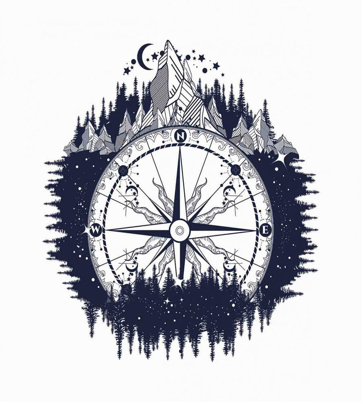 Compass Night Forest — Pattern