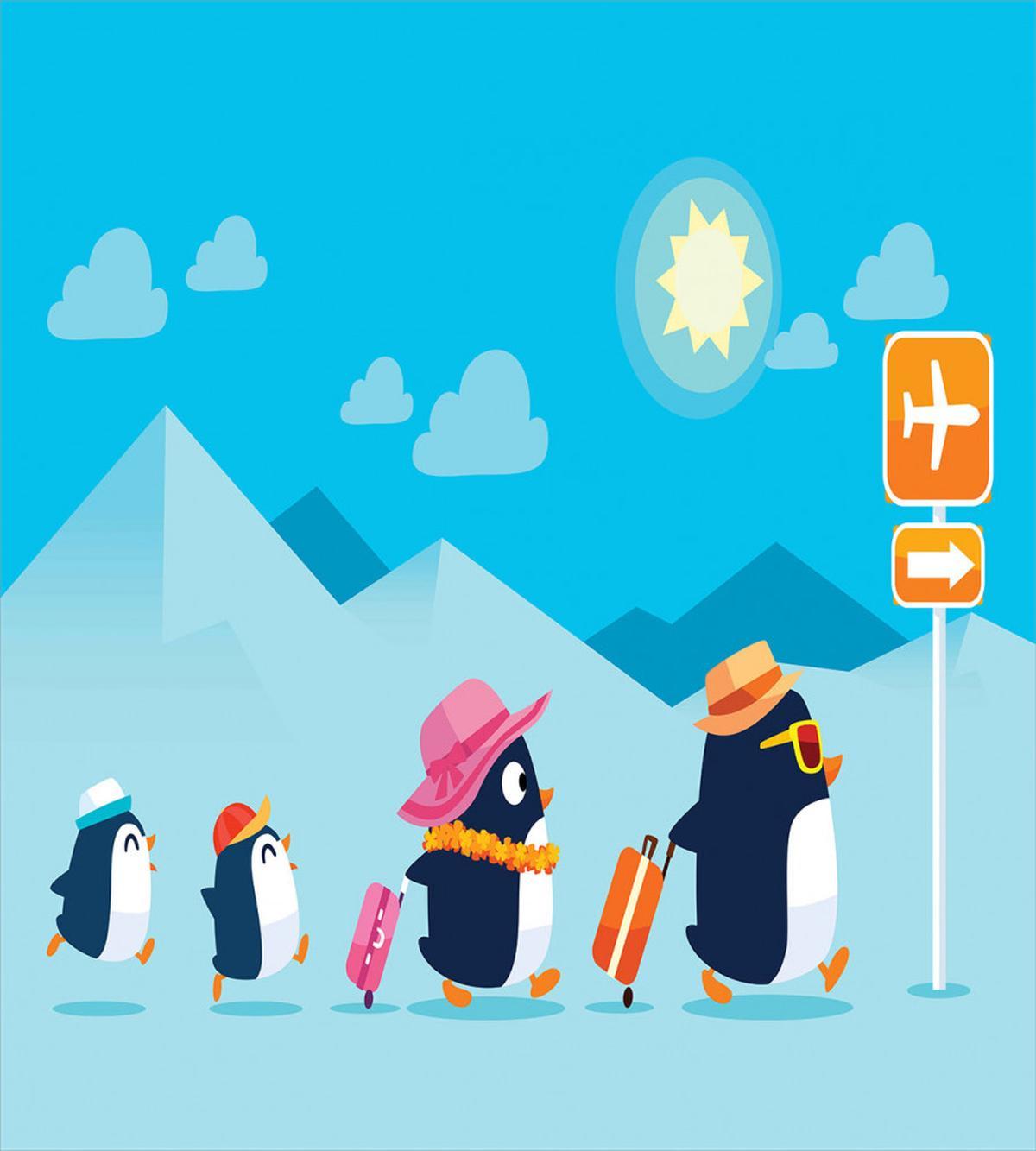Funny Penguin Family Trip — Pattern