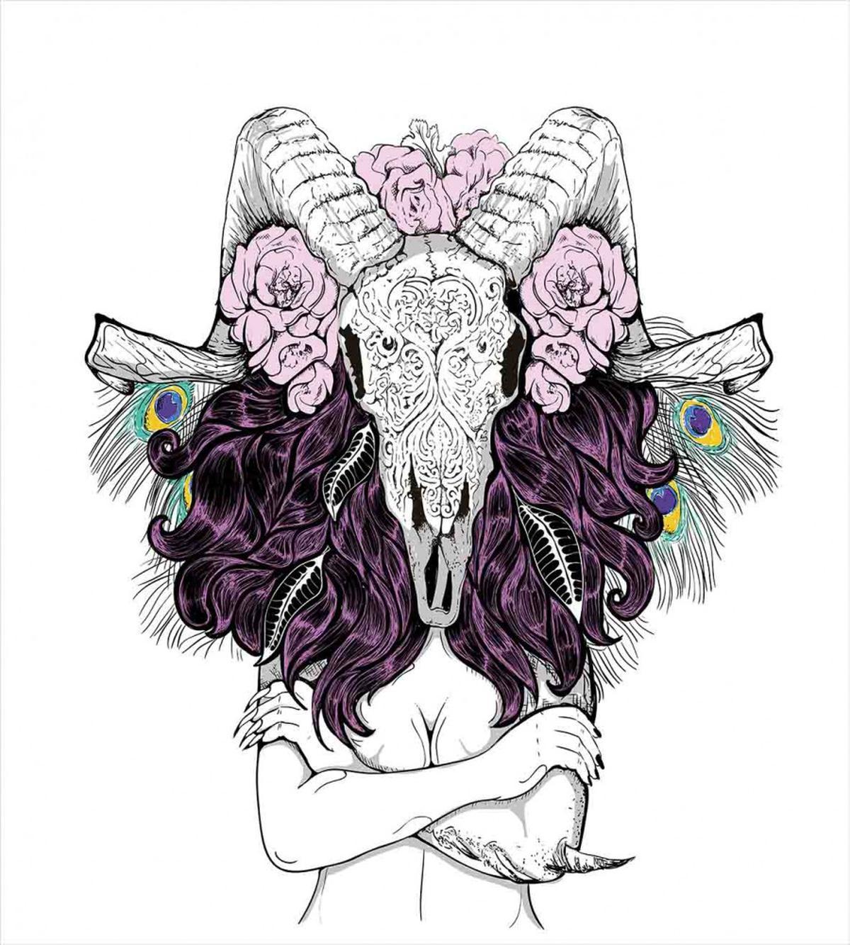 Deer Skull with Roses — Pattern