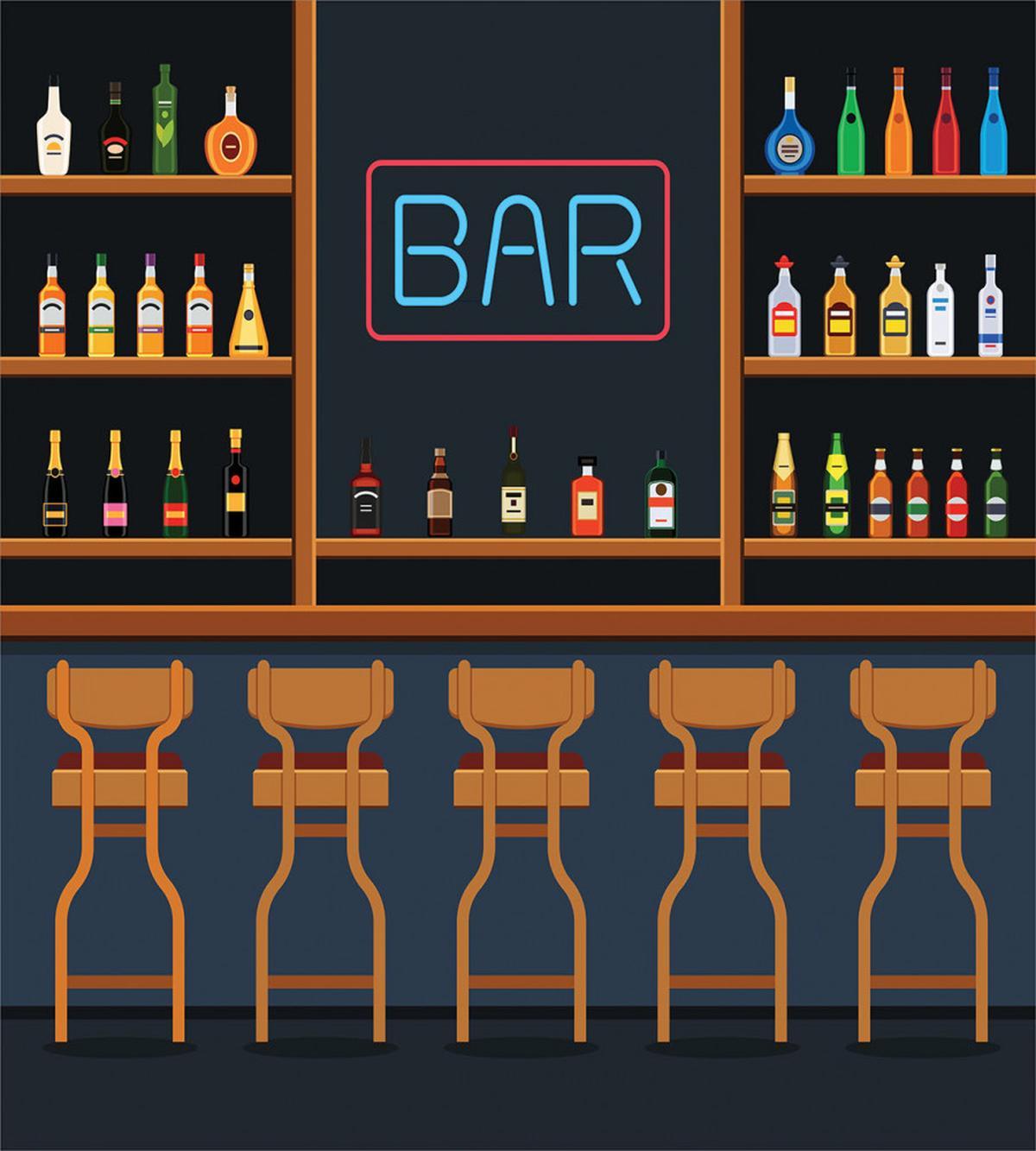 Bar Chairs Cocktail Bottles — Pattern