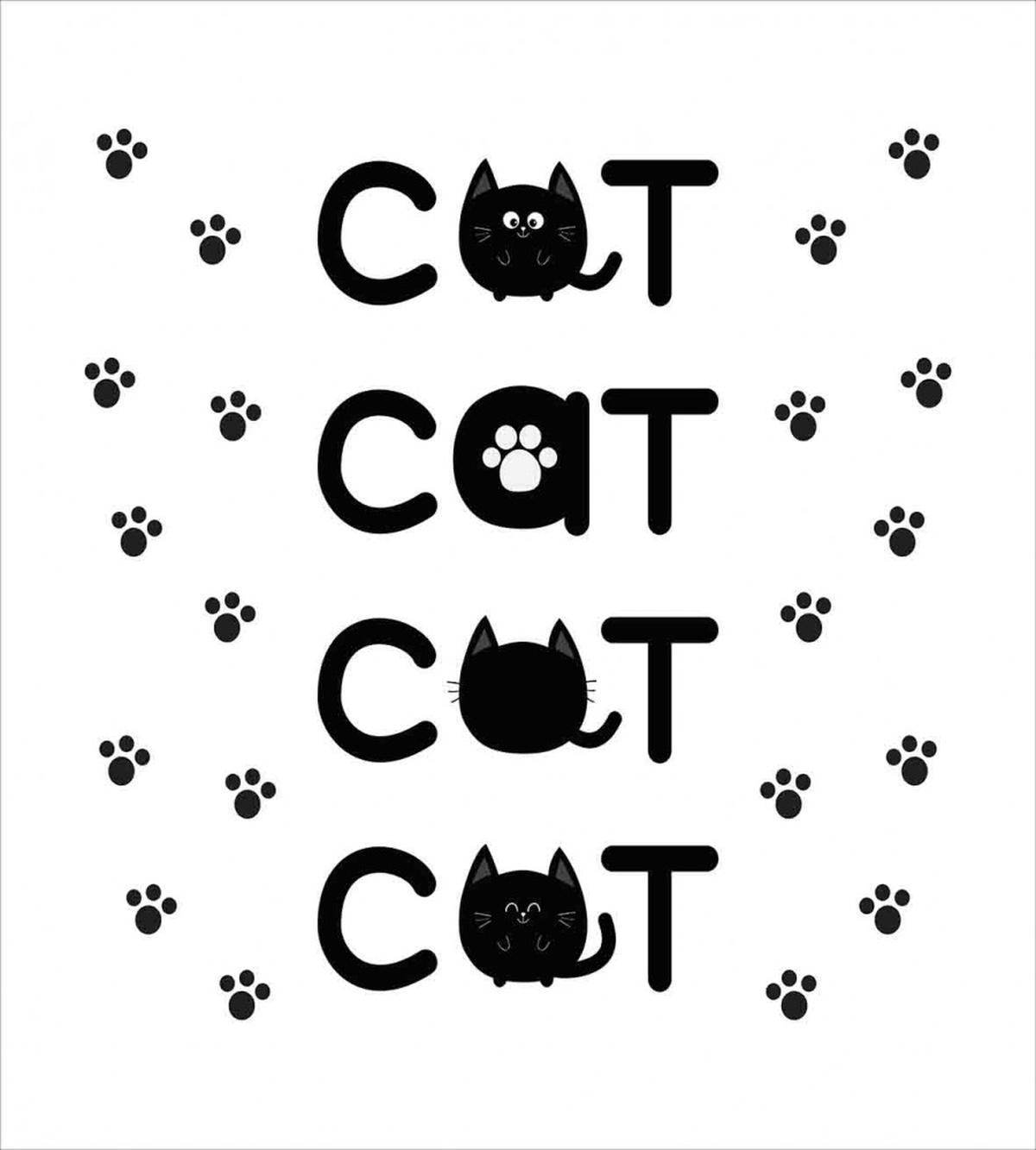 Cat Text with Paw Prints — Pattern