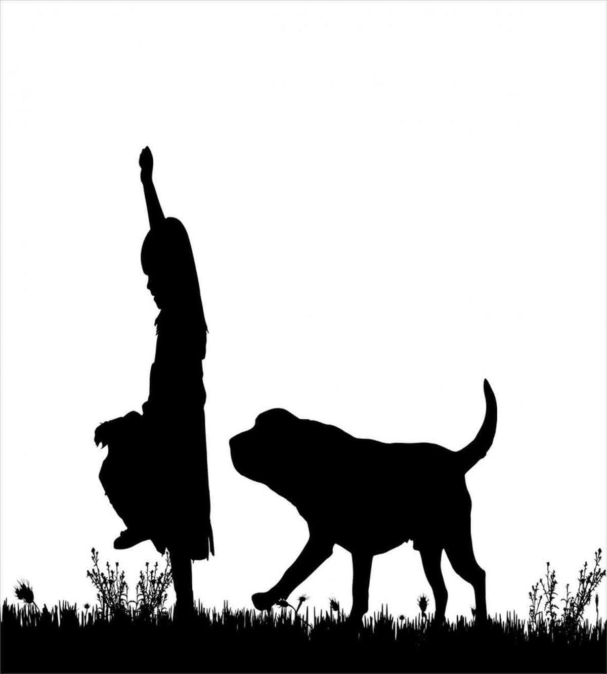 Little Girl Walking a Dog — Pattern