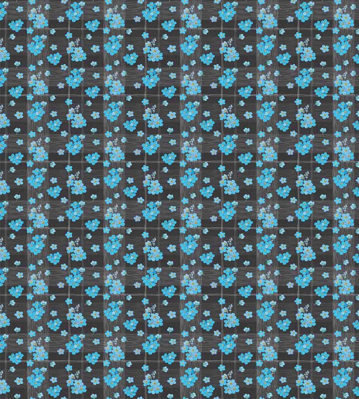 Blue Blossoms on Grid — Pattern