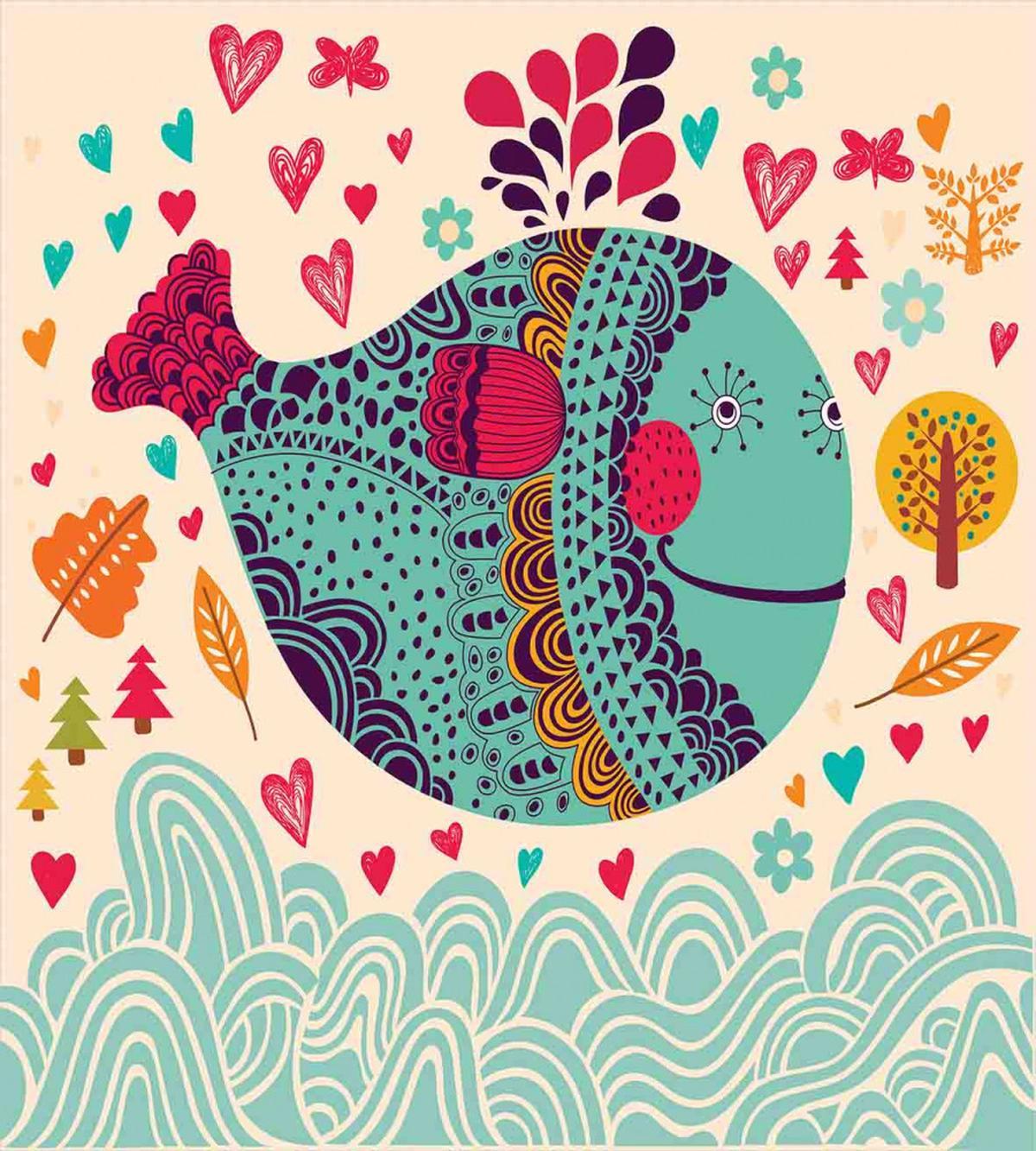Colorful Whales Plants — Pattern