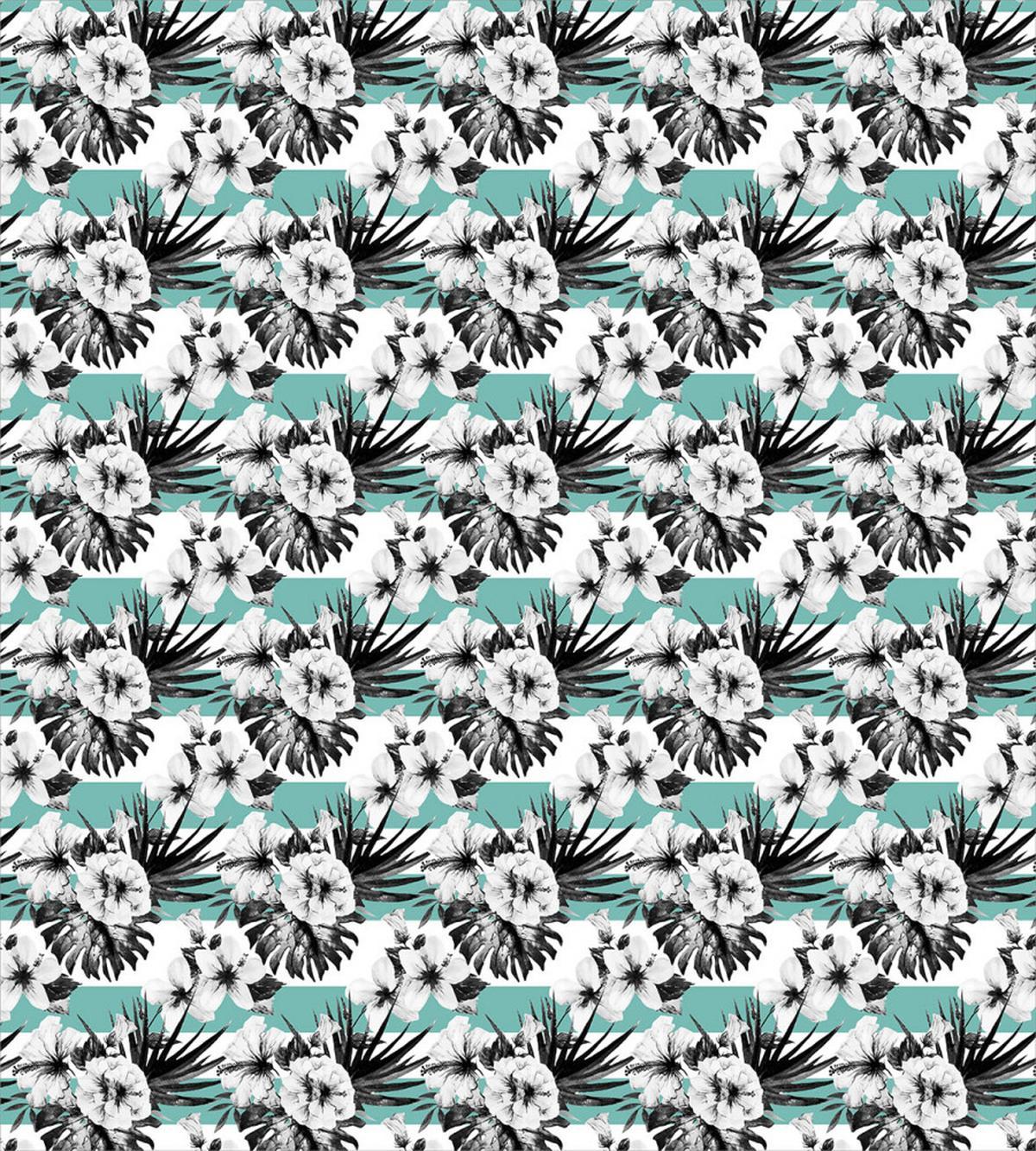 Watercolor Hibiscus Stripes — Pattern