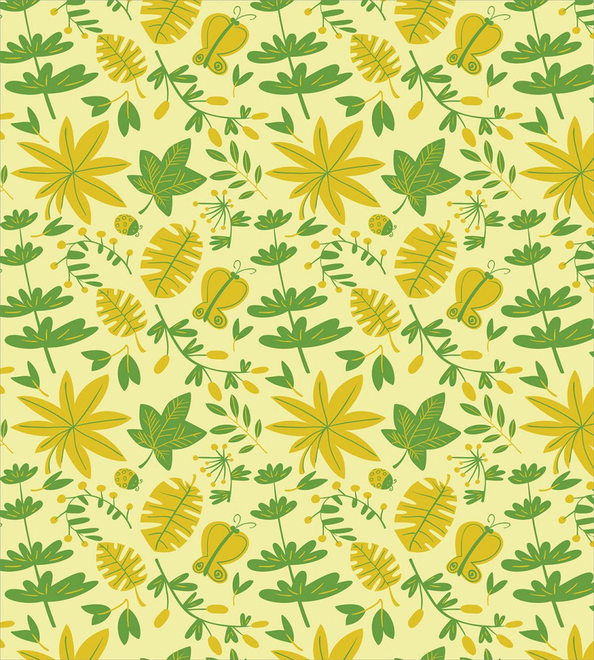 Leaves Plants Butterflies — Pattern
