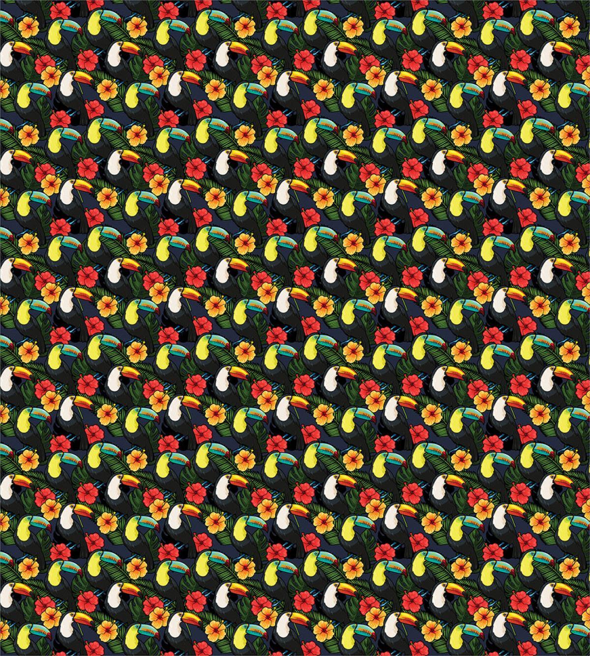 Toucan Birds Hibiscus Leaves — Pattern
