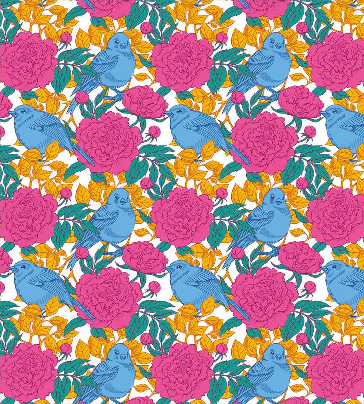 Spring Peony Blossoms Leaves — Pattern