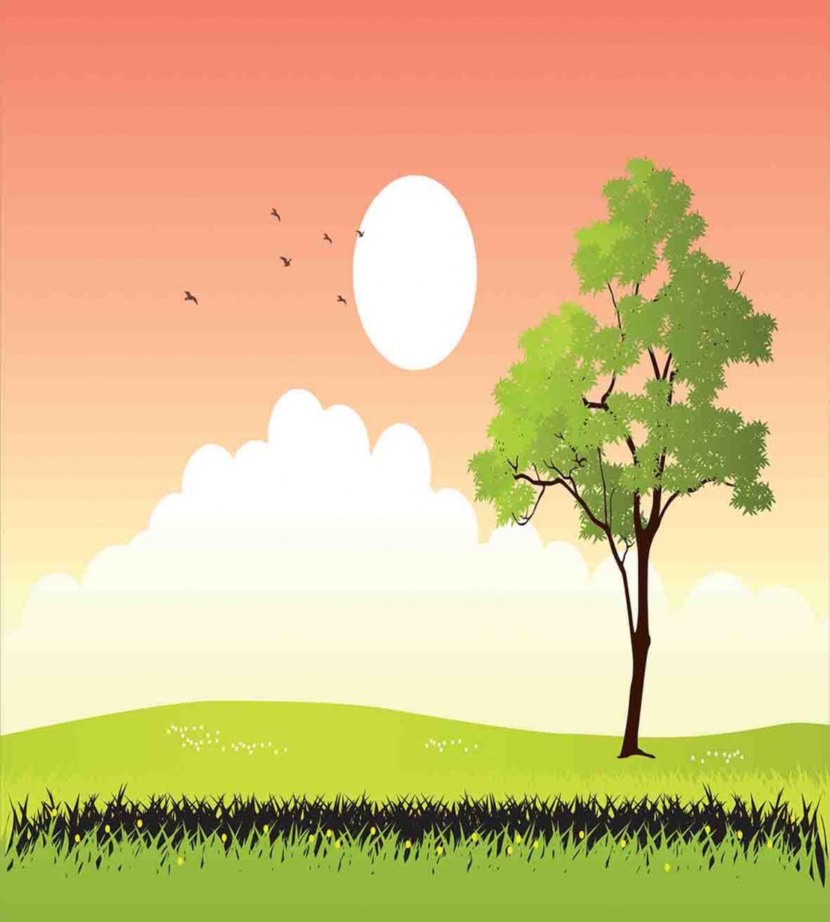 Summer Season Country Scene — Pattern