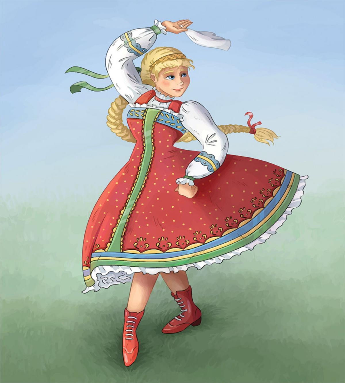 Slavic Girl Dancing Drawing — Pattern