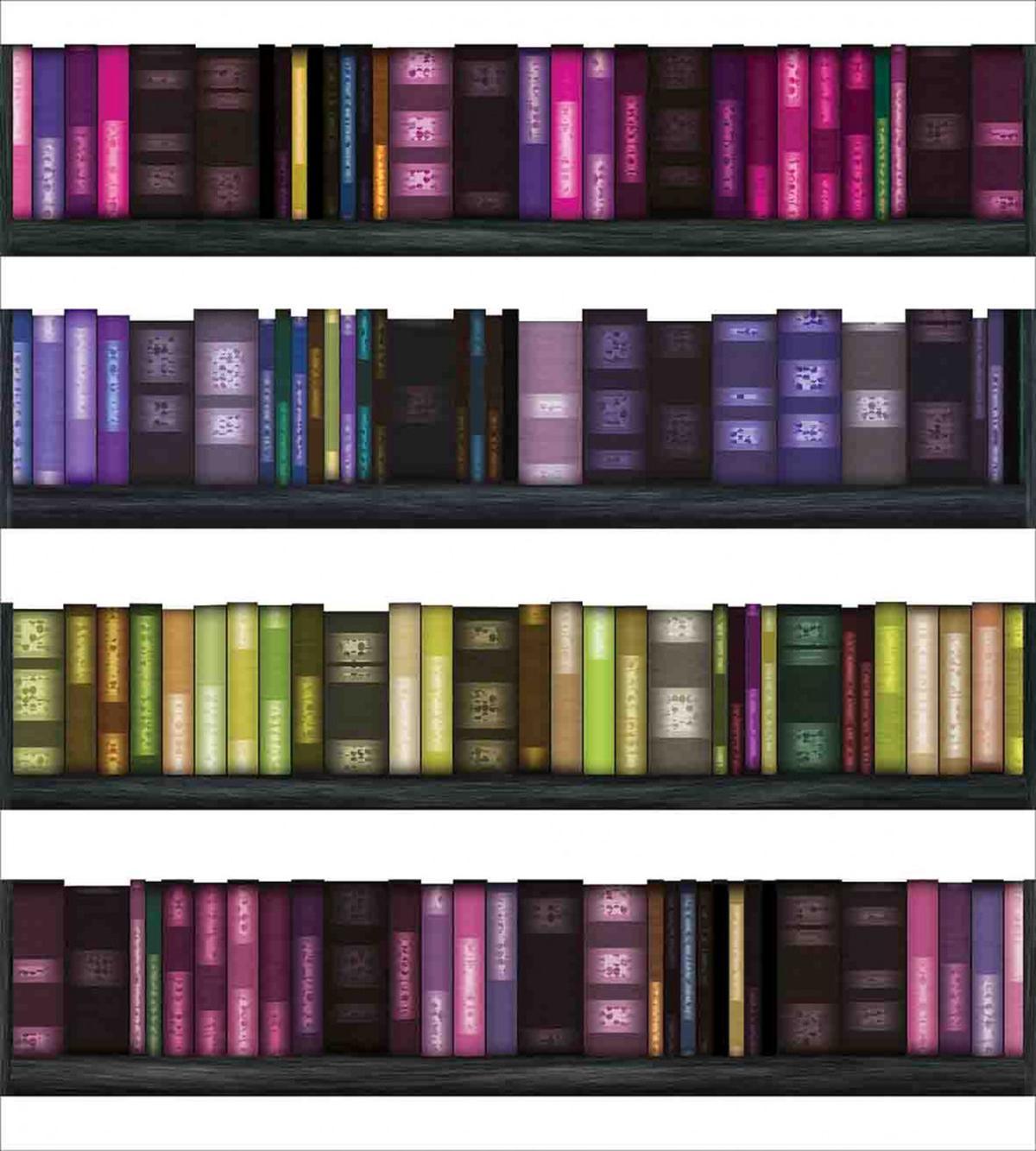 Colorful Books on Shelves — Pattern