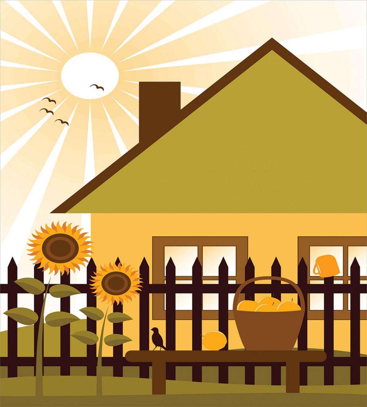 Cartoon House with Garden — Pattern